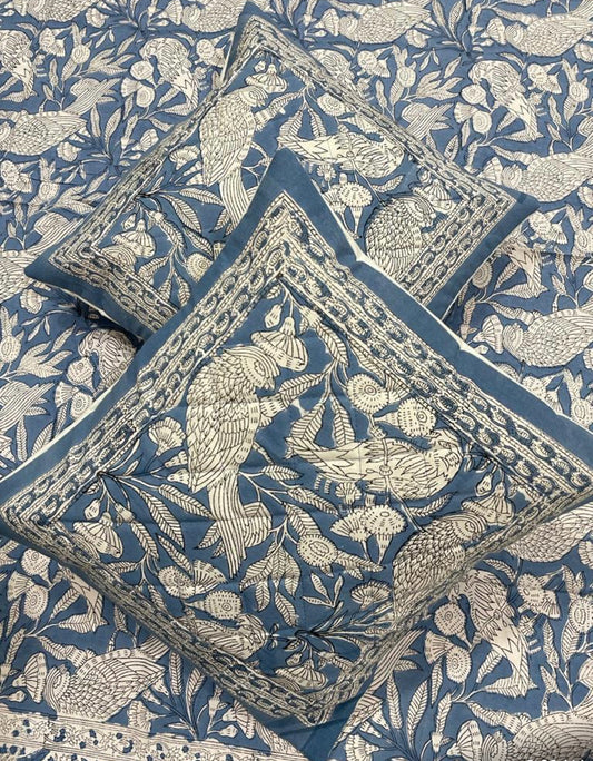 Handmade, blockprinted Quilted Cushion covers