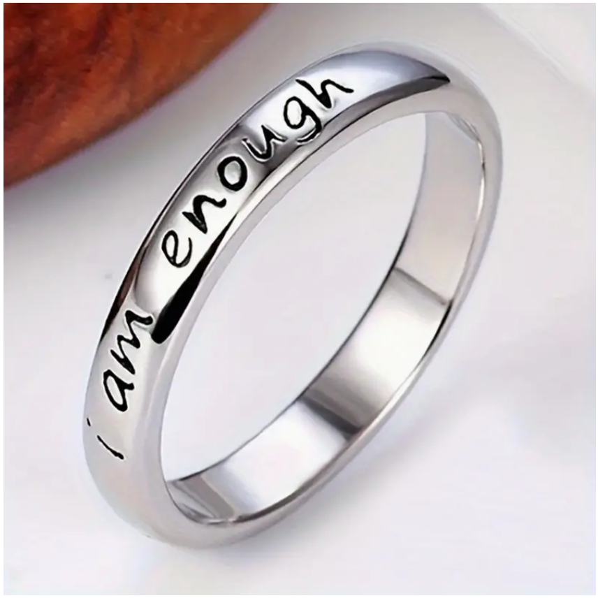 Stainless Steel "i am enough" Ring Band