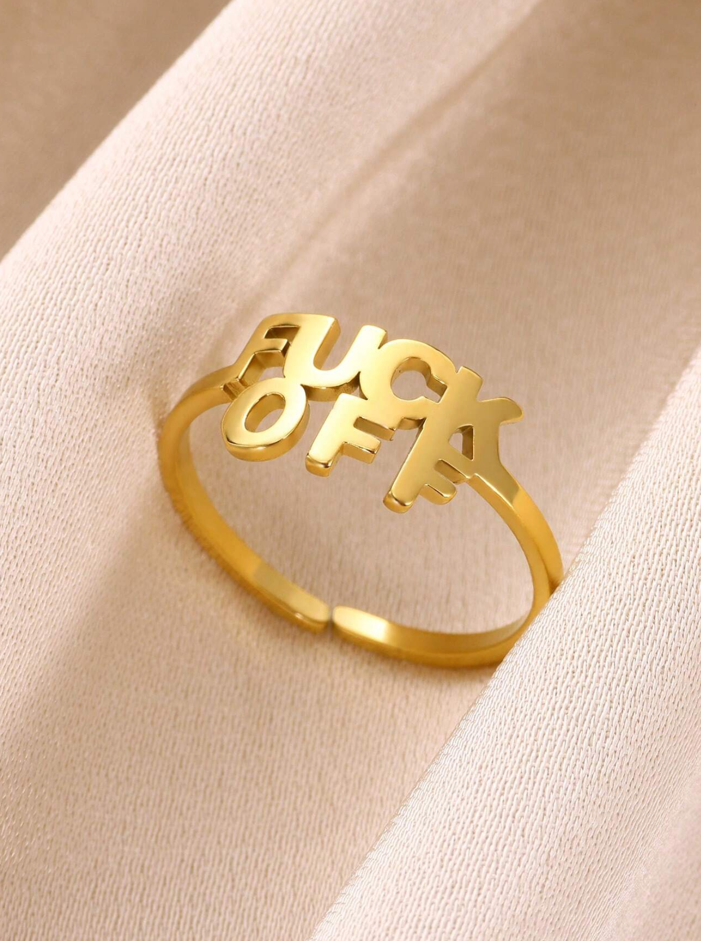 Adjustable Fuck off Ring - Plated - Gold or Silver