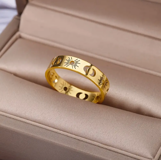 Stainless Steel Celestial Ring Band