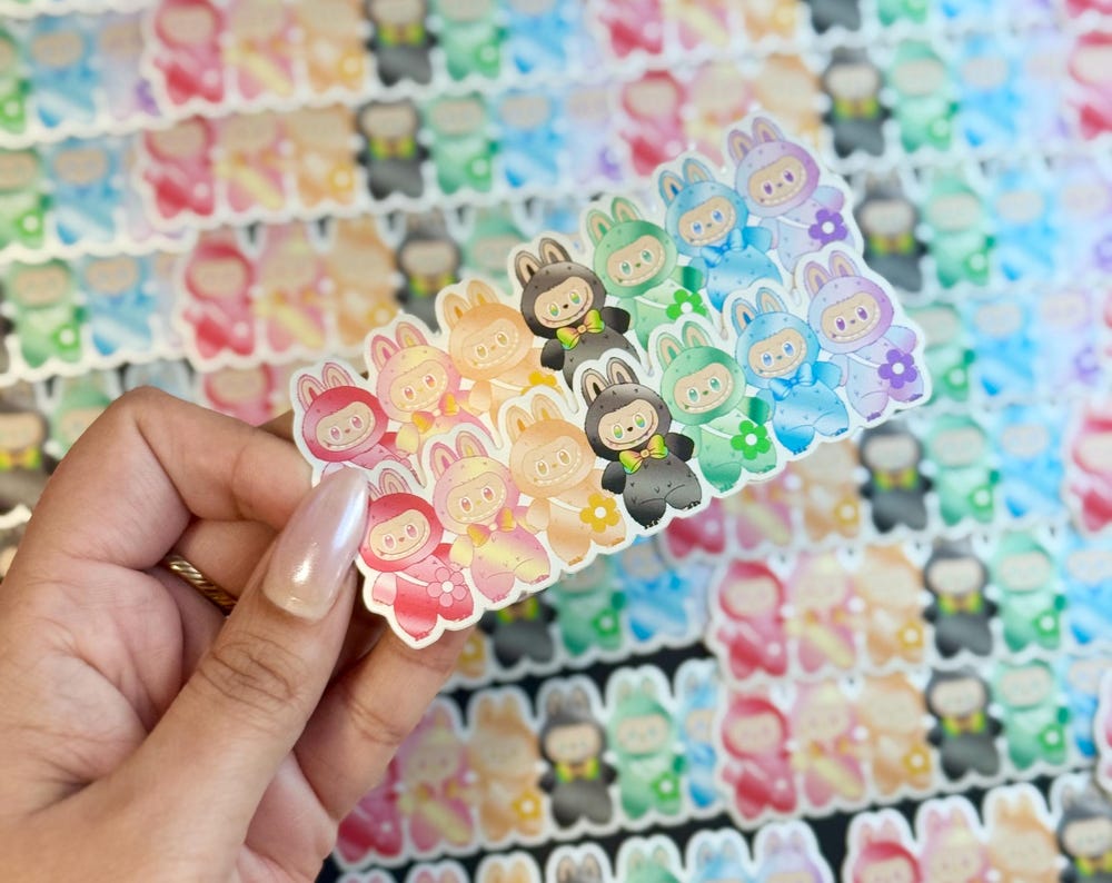 Holographic Labubu vinyl sticker
