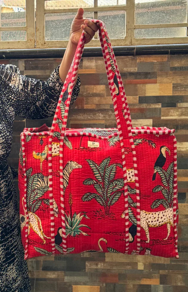 Handmade, blockprinted Quilted tote bags